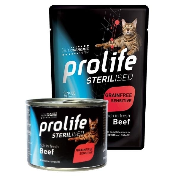 Prolife Sterilised Cat Grainfree Sensitive Cibo Umido Manzo Per Gatti Adulti 85g-1