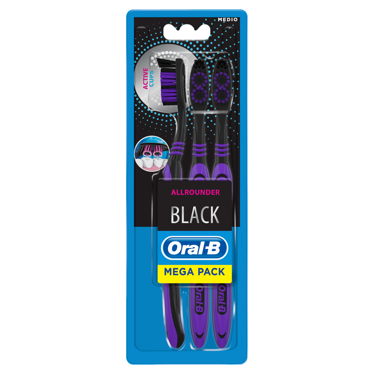 Spazzolino Manuale Oral-B Allrounder Black 3 Pezzi-2