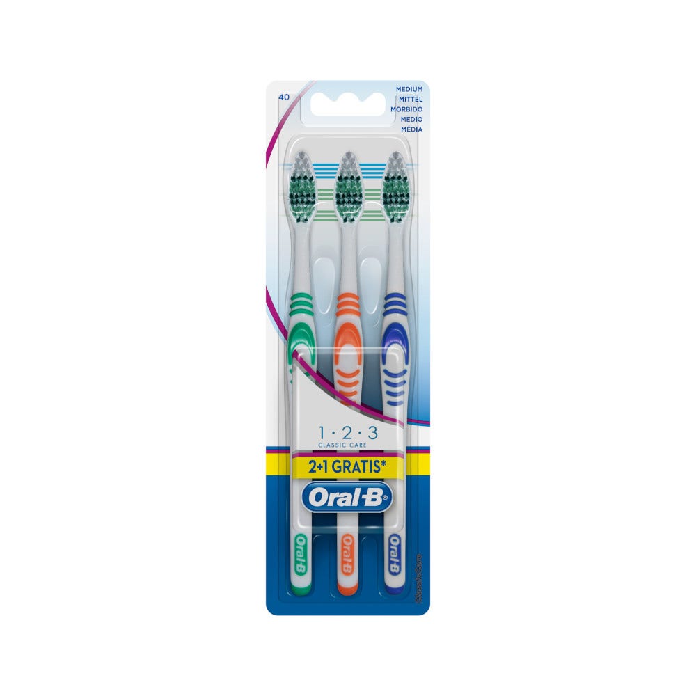 Spazzolino Manuale Medio Oral-B 1 2 3 Classic Care 3 Pz  - 2