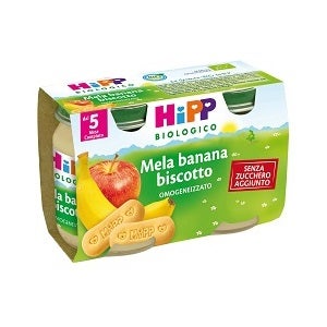 Hipp Bio Omogeneizzato Mela Banana Biscotto 5m+ 2x125g  - 1