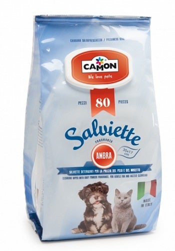 Camon Salviette Fragranza Ambra Per Cani/Gatti 80 Pezzi-2