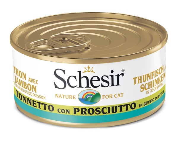 Schesir Tonnetto Con Prosciutto In Brodo Di Pesce Cibo Umido Gatti Adulti Lattina 70g-2
