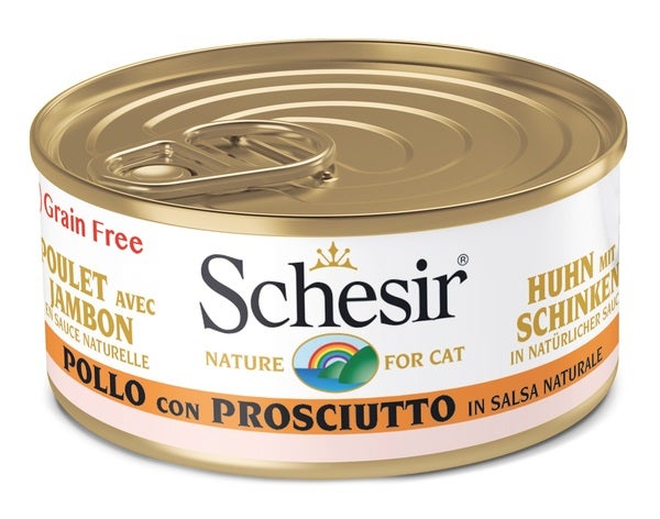 Schesir Pollo Con Prosciutto Cibo Umido Gatti Adulti Lattina 70g-2
