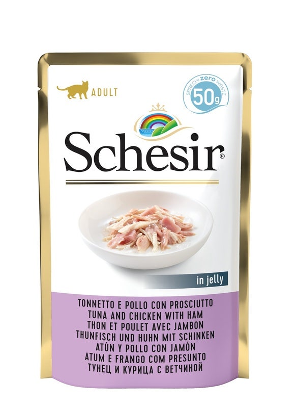 Schesir Tonnetto Con Prosciutto Cibo Umido Gatti Adulti Bustina 50g-2