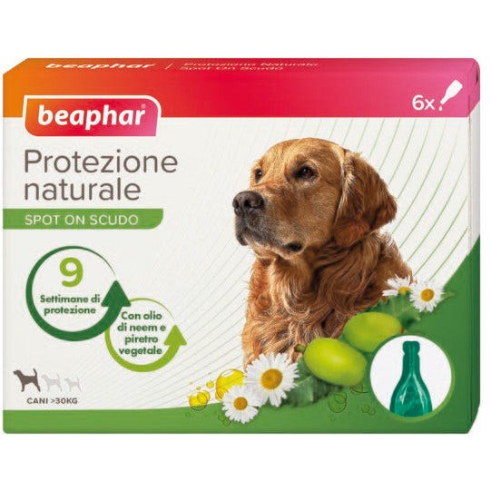Beaphar Protezione Naturale Spot On Antiparassitario Cane Taglia Grande 6 Pipette Da 2ml  - 1