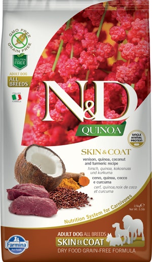Farmina Natural & Delicious All Breed Quinoa Skin & Coat Cervo Grain Free Cibo Secco Per Cani 2,5kg-2