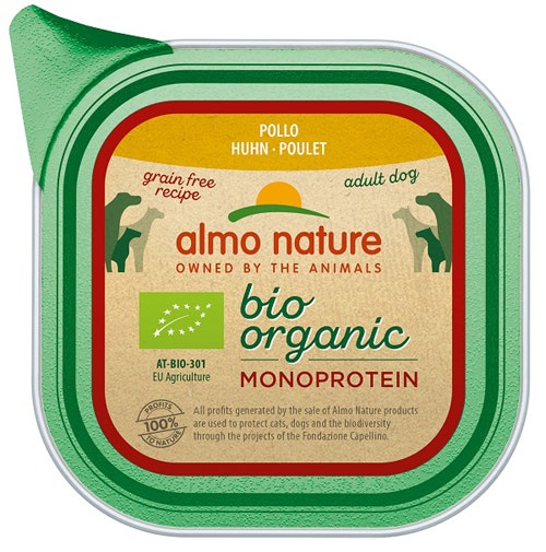 Almo Nature Bio Organic Monoprotein Cibo Umido Pollo Per Cani Adulti Vaschetta 150g-2