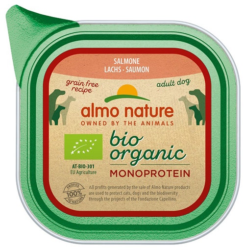 Almo Nature Bio Organic Monoprotein Cibo Umido Salmone Per Cani Adulti Vaschetta 150g-2