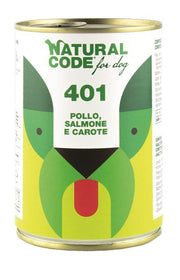 Natural Code 401 Cibo Umido Con Pollo/Salmone/Carote Per Cani Adulti Barattolo 400g-2