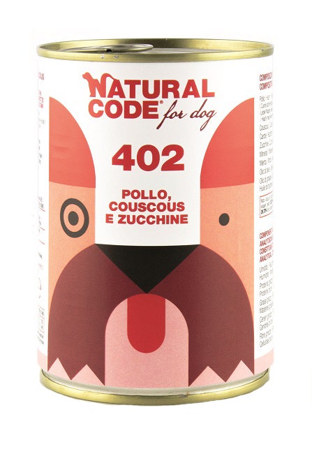 Natural Code 402 Cibo Umido Con Pollo/Couscous/Zucchini Per Cani Adulti Barattolo 400g-2