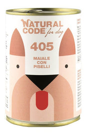 Natural Code 405 Cibo Umido Con Maiale/Piselli Per Cani Adulti Barattolo 400g-2