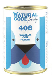 Natural Code 406 Cibo Umido Con Cavallo/Patate Per Cani Adulti Barattolo 400g-2