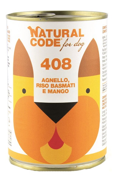 Natural Code 408 Cibo Umido Con Agnello/Riso Basmati/Mango Per Cani Adulti Barattolo 400g-2