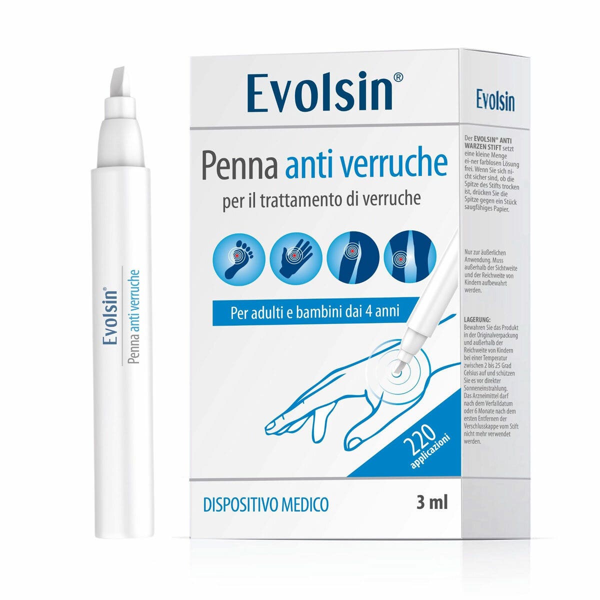 Evolsin Penna Antiverruca Contro Le Verruche Su Piedi, Mani, Corpo, Braccia & Gambe 3ml-1