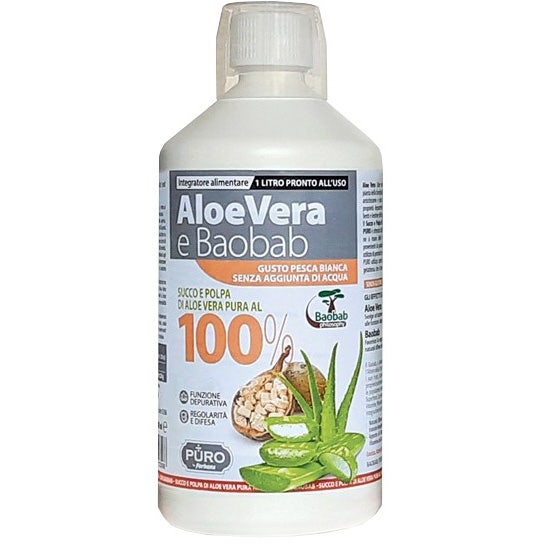 Forhans Puro Aloe Succo E Polpa 100% + Baobab Pesca Bianca 1 Litro  - 2
