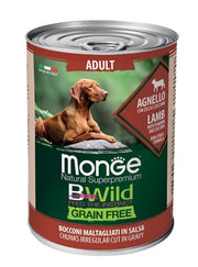 Monge Natural Super Premium Bwild Grain Free Formula All Breeds Gusto Agnello Zucca Zucchine Cibo Umido Cani Adulti Lattina 400g-2