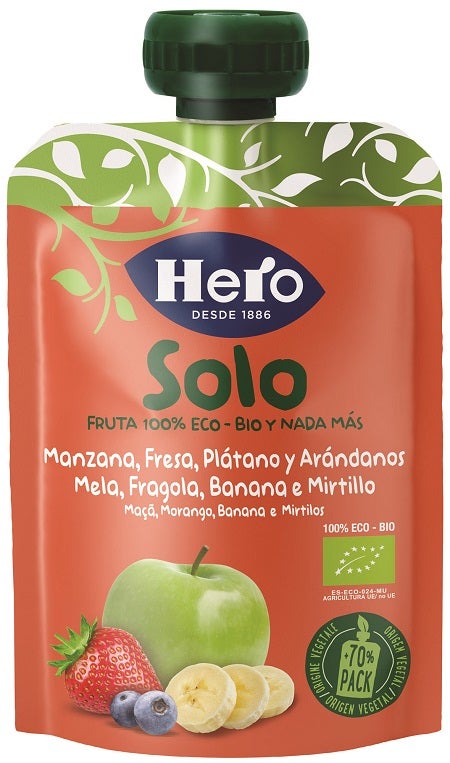 Hero Solo Frutta Frullata Mela Fragola Banana e Mirtilli 100% Bio 100g-2