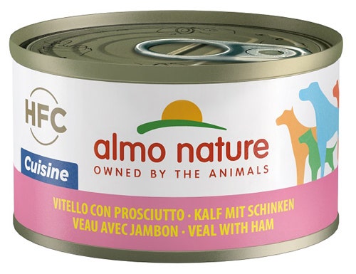 Almo Nature HFC Cuisine Vitello con Prosciutto Cibo Umido Per Cani Adulti Lattina 95g-1