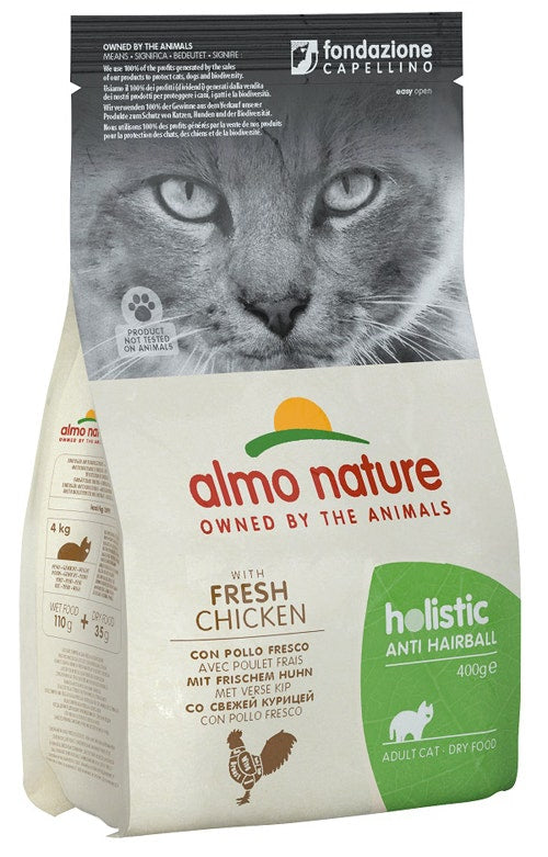 Almo Nature Holistic Anti Hairball Cibo Secco Con Pollo Fresco Per Gatti Adulti Sacco 400g-3