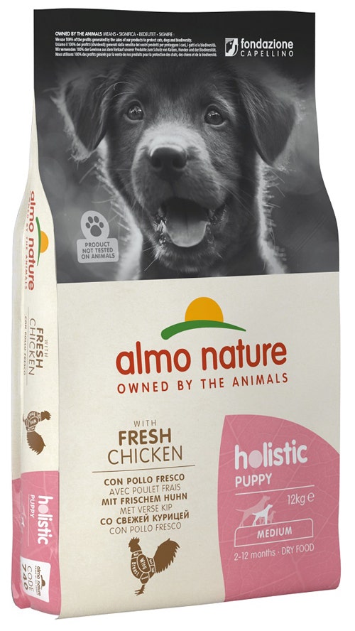 Almo Nature Holistic Puppy Crocchette Pollo Cani Cuccioli Taglia Media Sacco 12kg-1