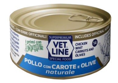 Vet Line Per Gatto Pollo Con Carote E Olive Al Naturale 70g-2