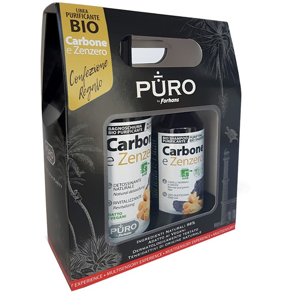 Forhans Puro Gift Collection Carbone E Zenzero Shampoo Bio 250ml + Bagnoschiuma Bio 500ml  - 2