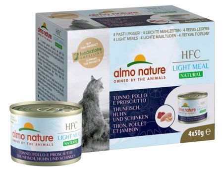 Almo Nature Natural Light Meal Cibo Umido Tonno Pollo E Prosciutto Per Gatti Adulti 4x50g-2