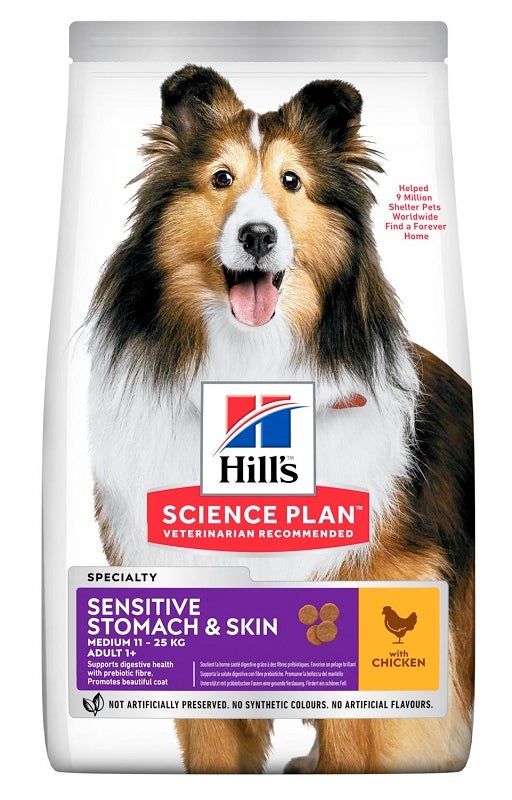 Hill's Science Plan Adult Medium Sensitive Stomach & Skin Con Pollo Cibo Secco Per Cani 2,5kg-2