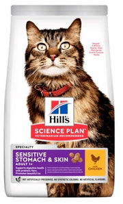 Hill's Science Plan Adult Sensitive Stomach & Skin Con Pollo Cibo Secco Per Gatti 1,5kg-2