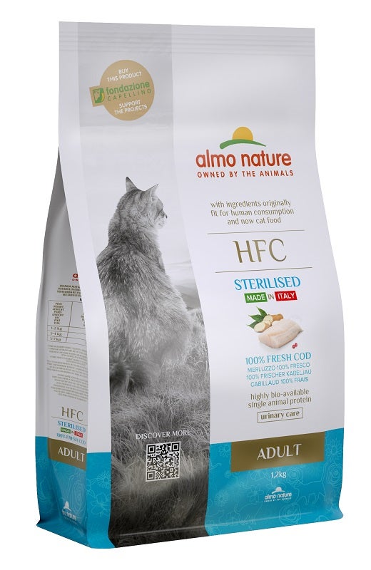Almo Nature HFC Cibo Secco Merluzzo Per Gatti Adulti Sterilizzati Sacco 1,2g-2
