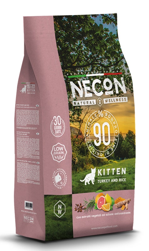Necon Natural Wellness Kitten Crocchette Tacchino E Riso Gatti Per Cuccioli Sacco 1,5kg-2