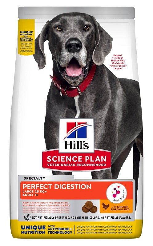 Hill's Science Plan Perfect Digestion Large 25 Kg+ Adult 1+ Chicken & Brown Rice 12kg-2