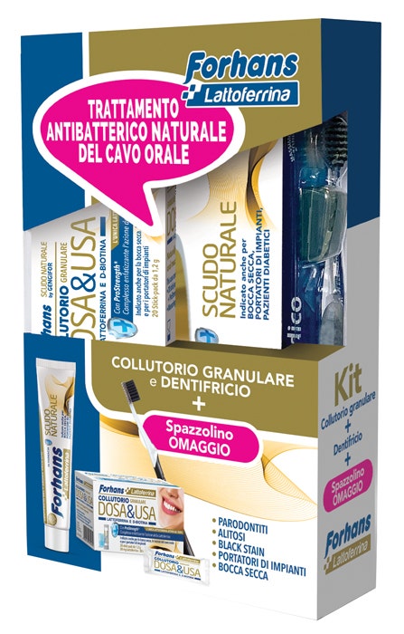 Forhans Kit Lattoferrina Dentifricio + Collutorio + 1 Spazzolino-1