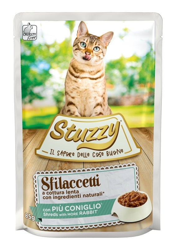 Stuzzy Sfilaccetti Con Più Coniglio Cibo Umido Gatti Adulti Bustina 85g-2