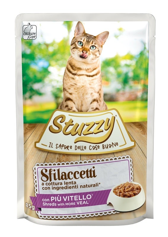 Stuzzy Sfilaccetti Con Più Vitello Cibo Umido Gatti Adulti Bustina 85g-2