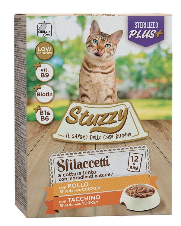 Stuzzy Sfilaccetti Con Pollo/Tacchino Cibo Umido Gatti Adulti Multipack 12x85g-2