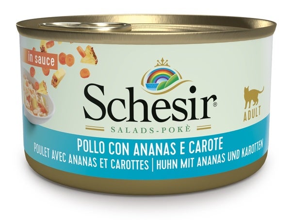Schesir Pollo Con Ananas E Carote In Salsa Cibo Umido Gatti Adulti Lattina 85g-2