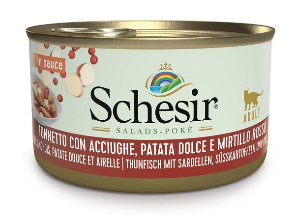 Schesir Tonnetto Con Acciughe, Patata Dolce E Mirtillo Rosso In Salsa Cibo Umido Gatti Adulti Lattina 85g-2