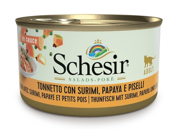 Schesir Tonnetto Con Surimi, Papaya E Piselli In Salsa Cibo Umido Gatti Adulti Lattina 85g-2