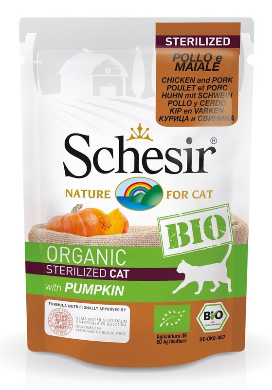 Schesir Organic Bio Paté Al Pollo E Maiale Con Zucca Per Gatti Adulti Bustina 85g-2