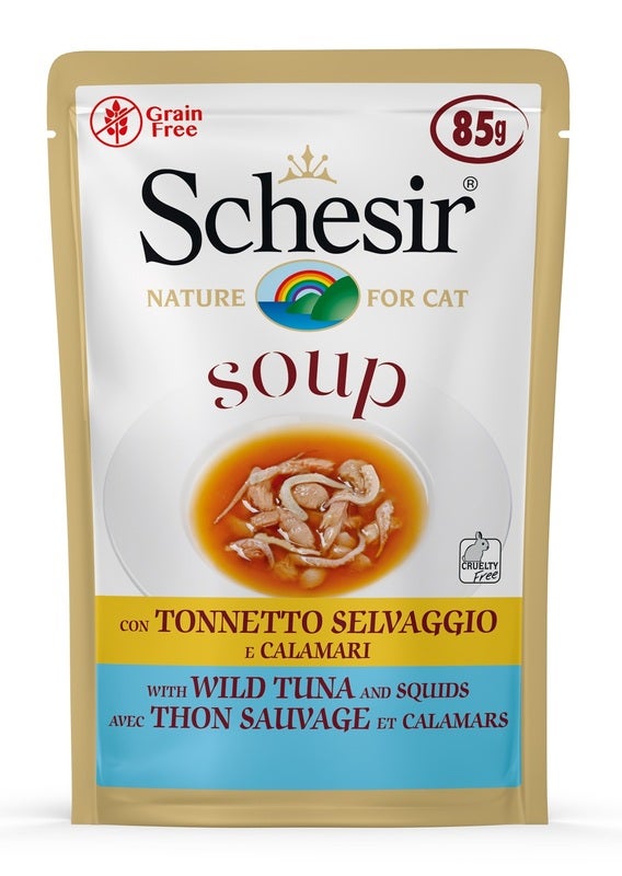 Schesir Soup Tonnetto Selvaggio E Calamari Cibo Umido Gatti Adulti Bustina 85g-2