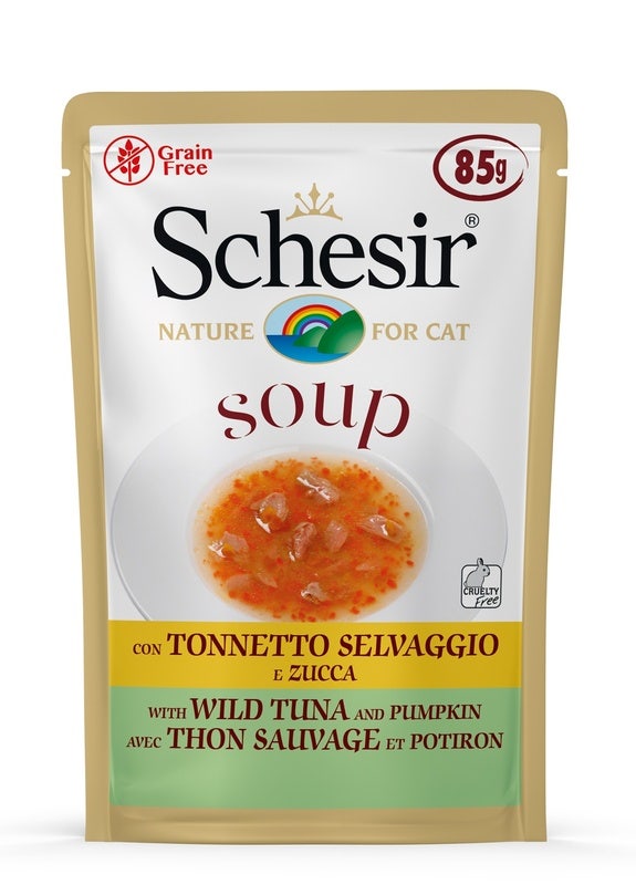 Schesir Soup Tonnetto Selvaggio Con Zucca Cibo Umido Gatti Adulti Bustina 85g-2