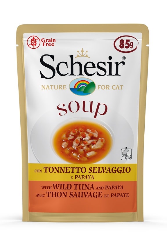 Schesir Soup Tonnetto Selvaggio E Papaya Cibo Umido Gatti Adulti Bustina 85g-2