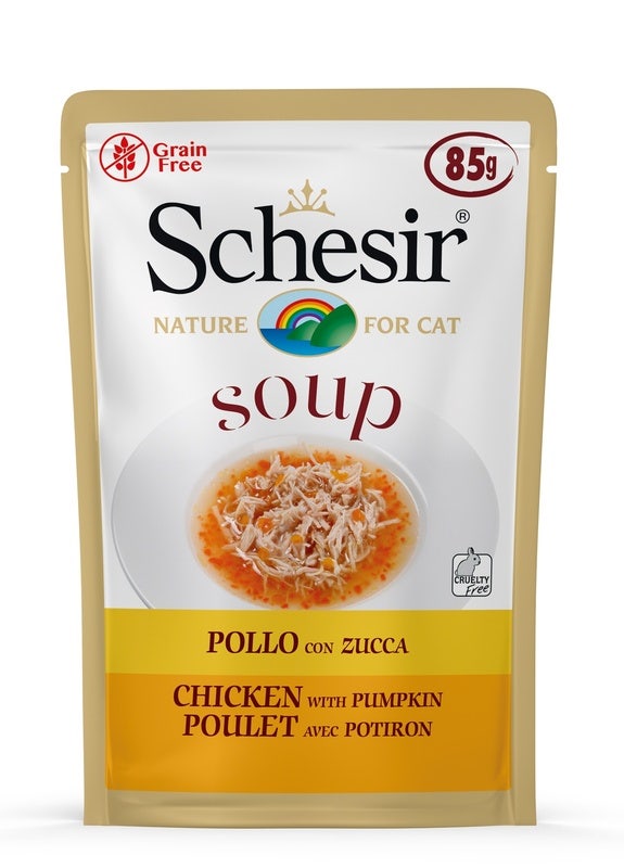 Schesir Soup Pollo Con Zucca Cibo Umido Gatti Adulti Bustina 85g-2