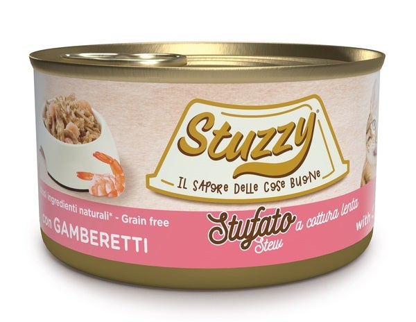 Stuzzy Stufato Con Gamberetti Cibo Umido Gatti Adulti Lattina 85g-2