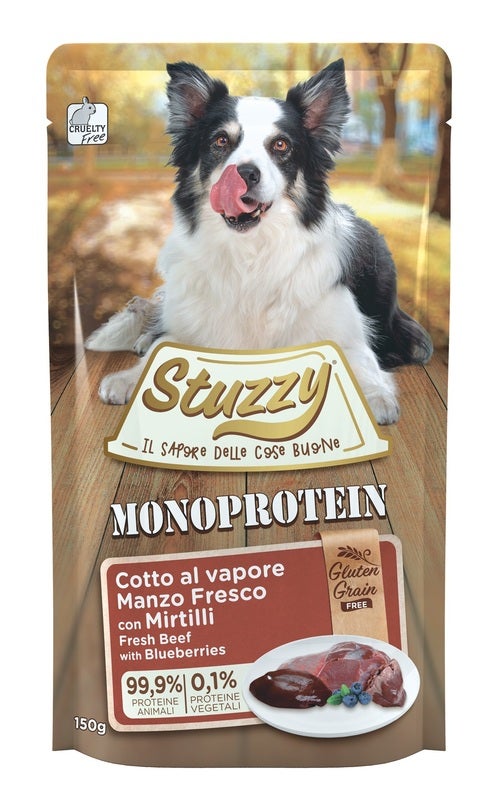 Stuzzy Monoprotein Bocconcini Con Manzo E Mirtilli Cibo Umido Cani Adulti Bustina 150g-2