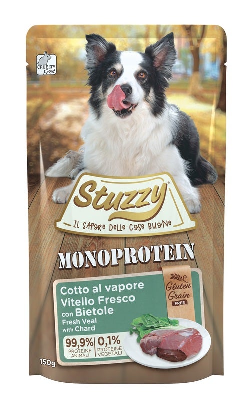 Stuzzy Monoprotein Vitello Fresco Con Bietole Cibo Umido Cani Adulti Bustina 150g-2