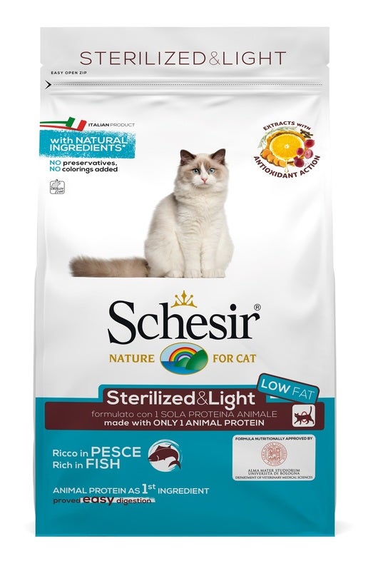 Schesir Sterilized&Light Croccantini Con Pesce Per Gatti Adulti Sacco 1,5kg-2