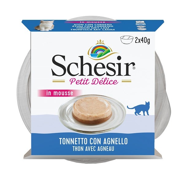 Schesir Petit Delice Tonnetto Con Agnello Mousse Per Gatti Adulti Vaschette 2x40g-2