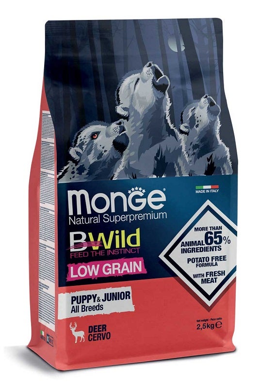 Monge B Wild Low Grain All Breeds Con Cervo Cibo Secco Cani Cuccioli Sacco 2,5kg-2